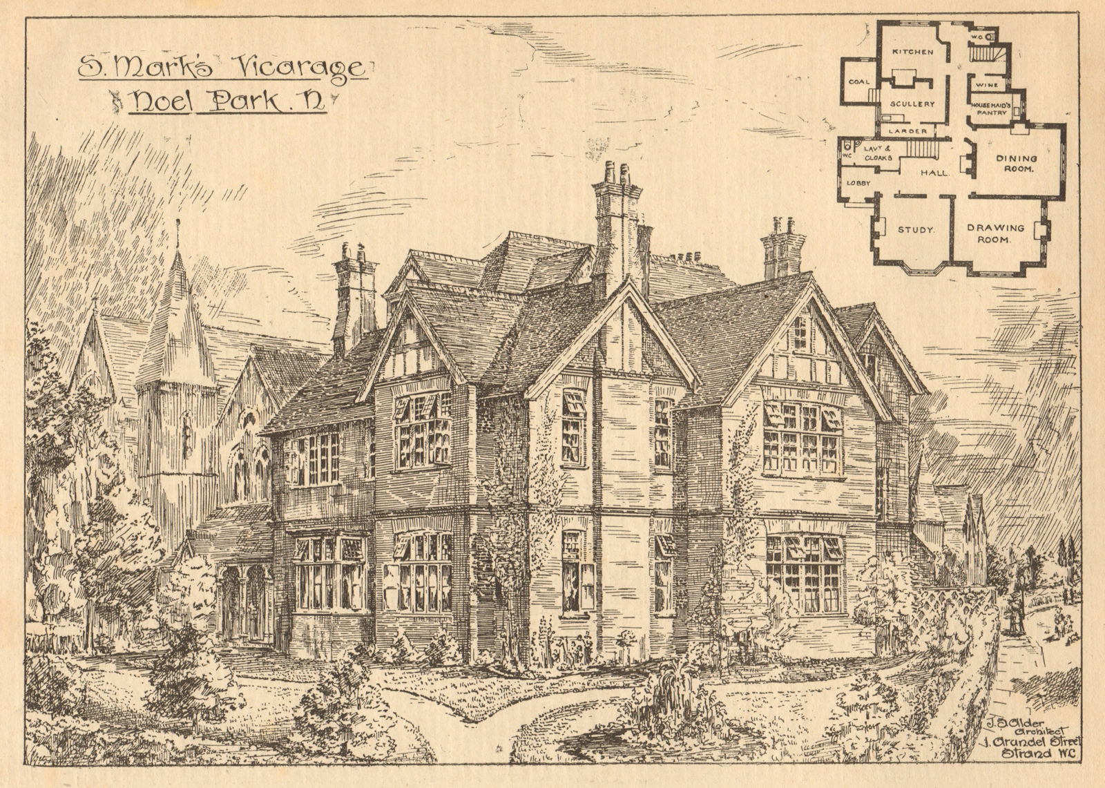 St Mark's Vicarage, Lymington Avenue, Noel Park, J.S. Alder, Architect 1904